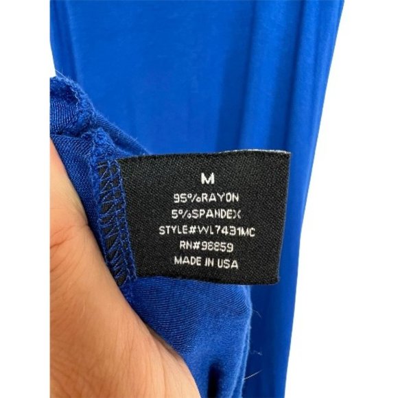 W118 By Walter Baker Asymmetric Maxi Dress Blue Sleeveless Scoop Neck Women SZ M - Picture 4 of 5